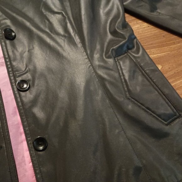 CS SIGNATURE LEATHER JACKET - Small // Faux fashion warm coat black pink - Picture 4 of 9